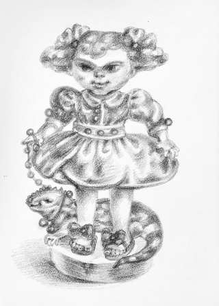 Girl with a pet,
Pencil and graphite on paper
33 x 23.5 cm